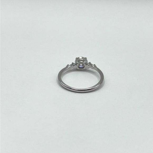 Moissanite Round Brilliant Sterling Silver Ring - Picture 4 of 8